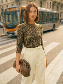 Daynim High Waist Plicated Detail Wide Leg Pants - Cream - View 10