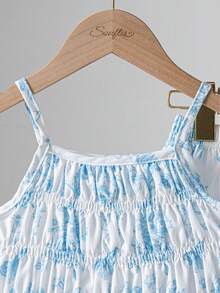 Souflis Souflis Bộ 2 món kiểu Pháp dành cho bé gái, họa tiết dễ thương ngọt ngào, in toàn thân gồm áo hai dây và quần ống rộng, thích hợp cho dạo phố, vui chơi, đi học và các dịp khác. - Màu xanh nhạt - Xem 6