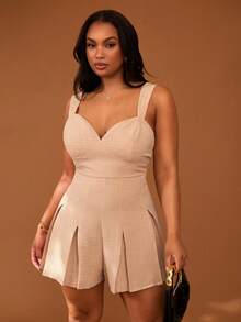 Veslaya Bộ jumpsuit ngắn dáng chữ A hai dây, thoải mái, dành cho nữ cỡ lớn, mùa Xuân/Hè 2026, thích hợp cho các lễ hội âm nhạc, lễ Phục sinh, tiệc sinh nhật, lễ tốt nghiệp, đi học, mặc hàng ngày, kỳ nghỉ, du lịch biển, bãi biển, tắm nắng, khách dự đám cưới, đi làm, ăn trưa, sân bay, tiệc tùng, sự kiện trang trọng, khiêu vũ. Bộ đồ liền thân màu be dành cho nữ, kiểu dáng Y2K, quần short xếp ly, váy dự tiệc ấn tượng. - Màu Khaki - Xem 7