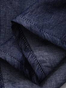 Livesso Women's Vacation Deep V Twist Design Halter Denim Dress - Dark Wash - View 7