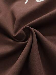 ROMWE MEN Essentials Men's Casual Loose Fit T-Shirt With Dropped Shoulder And Curved Line Design, Street Style - Brown - View 11