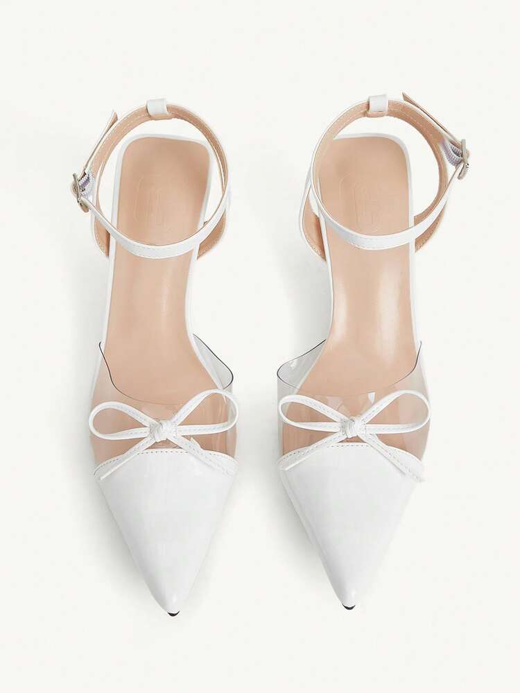 CUCCOO CHICEST Women's Pointed Toe Bow Decor Elegant High Heel Shoes Wedding Shoes Summer Shoes Bride Shoes