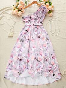 GlowEve 女士露肩印花荷叶边下摆系带腰身时尚度假连衣裙 - 彩色 - 查看 4