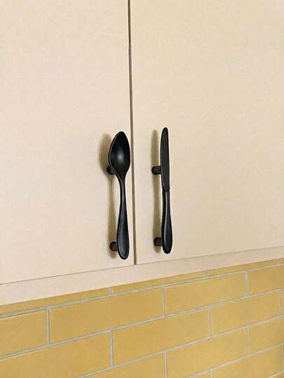 Joivida Creative Cutlery Shaped Fork Spoon Knife Handle Modern Minimalist Bright Silver Matte Black Antique Copper Pull For Kitchen Cabinet Wardrobe Shoe Cabinet Wine Cabinet Drawer Door Hardware