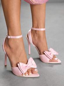 CUCCOO SZL Sandal Wanita Modis Berwarna Putih Transparan PVC Bening dengan Hak Kristal, Sandal Hak Sedang Ujung Persegi untuk Perjalanan, Kencan, Pesta, Liburan, Pernikahan, Sepatu Musim Semi - Merah muda 19 - View 5