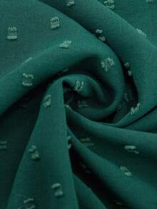 SHEIN LUNE Women's Casual Cutout Petal Sleeve Collared Blouse For Summer - Dark Green - View 4