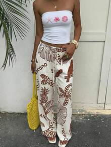 Aloruh Quần nữ in họa tiết nhiệt đới kiểu dáng thường ngày - Rỉ Nâu - Xem 6