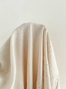 Soleia 蓝白花卉印花抽绳领口镂空腰身浪漫休闲度假连衣裙，适合度假、约会、下午茶、音乐节、波西米亚风等场合。 - 杏色 - 查看 8