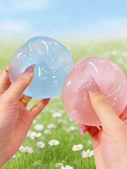 POKOJA LAND 2个可塑形慢回弹蓝色椰子油手工挤压球，6厘米圆形麦芽减压挤压玩具，适合作为理想的节日礼物、趣味可爱礼物、生日礼物、复活节礼物、万圣节礼物、圣诞节礼物、派对礼品填充物。