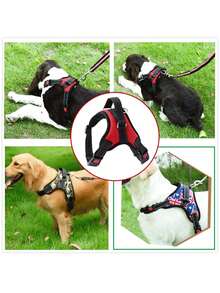 Dog Harness Suitable For Small, Medium,And Large Dogs, With Reflective Pull-Handle Design, Breathable Design. - Red - View 7