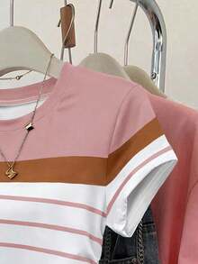 Franclia Áo thun nữ, họa tiết kẻ sọc cổ điển, áo mặc ngoài trời mùa hè thoải mái, thiết kế thanh lịch, đa năng cho mặc hàng ngày, hoạt động ngoài trời, mua sắm, du lịch. - Nhiều màu - Xem 3