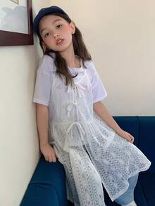 Dazy Kids Tween Girls' Summer Casual Solid Color Hollow Out Knit Camisole - White - View 5