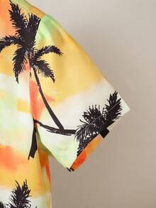 SHEIN Set 2 buc. cămașă și pantaloni scurți cu imprimeu floral, casual, pentru preadolescenti, școală/vacanță, potrivit pentru naveta, școală, sport, primăvară/vară - Multicolor - Vizualizare 4