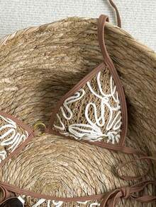 Swim Vcay 2026 New Spring/Summer Women 2pcs Swimsuit Set, Special Fabric Beach Vacation Elegant Casual Swimwear - Brown - View 3