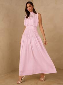 Enchnt Spring/Summer Romantic Women's Pink Sleeveless Chiffon Maxi Dress,Sweet&Elegant For Vacation&Date&Holiday&Going Out,Spring Outfit Women - Baby Pink - View 6