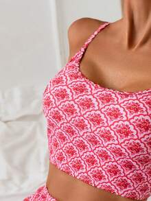 Swim Vcay Women's 2 Pieces Tropical Print Vacation Casual Tankini Swimwear Set - Multicolor - View 4