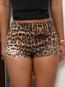 StreetHx Women's Leopard Print Star Elastic Waist Casual Shorts - Multicolor - View 3