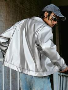 PAVTROS 男士时尚通勤金属夹克 - 灰色 - 查看 2