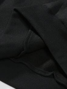 PAVTROS Men's Elastic Solid Color Street Style Grey Sweatshirt, Men's Sportswear, Men's Pullover Pullover Sweatshirt - Black - View 4