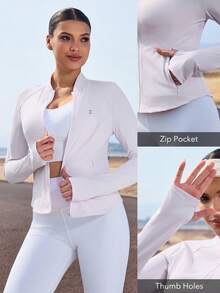 OutZeal Áo khoác nữ chống nắng màu hồng, kiểu dáng mùa hè, thường ngày, thoáng mát, chống tia UV, có khóa kéo. - Hồng - Xem 4