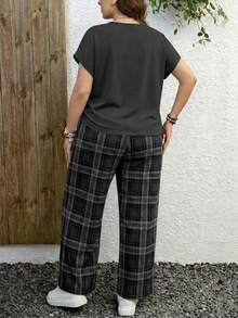 EMERY ROSE Bộ đồ 2 món phong cách tối giản thường ngày với họa tiết da báo, thích hợp cho mùa hè. - Màu xám đen - Xem 2