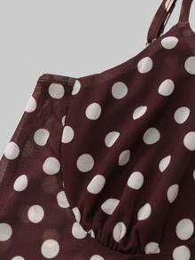 Olithes Women's Polka Dot Halter Neck Versatile Casual Top - Brown - View 3