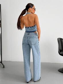 SHEIN Top & Jean Two Pieces Denim Set - Medium Wash - View 2