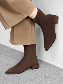 CUCCOO BIZCHIC Women's Fashion Versatile Commuting Minimalist Pointed Toe Ankle Boots - Brown - View 1