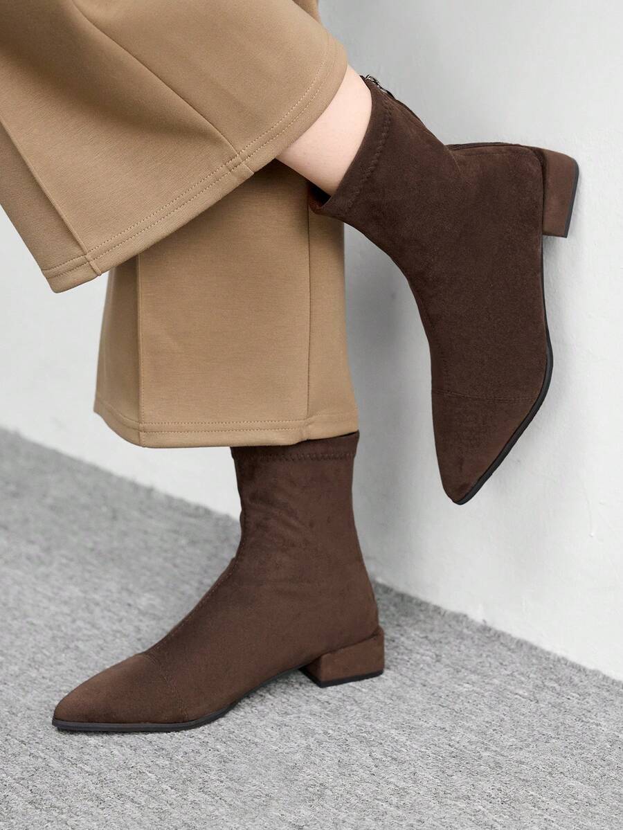 CUCCOO BIZCHIC Women's Fashion Versatile Commuting Minimalist Pointed Toe Ankle Boots - Brown - View 1