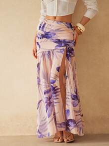 Silquee 女士碎花拼接设计时尚百搭约会/旅行半身裙 - 彩色 - 查看 4