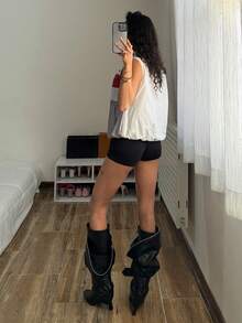 StreetHx 街头风女款无袖夹克，饰有赛车字母图案印花 - 灰色 - 查看 2