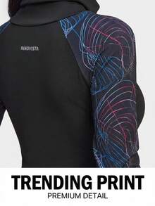 Innovista Top de ropa deportiva con cuello alto y mangas raglán con estampado gráfico - Negro - Ver 2