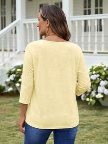 Cárdigan ligero, casual y minimalista de unicolor para mujer - Amarillo claro - Ver 6