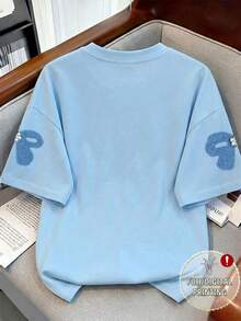 SHEIN EZwear 女士圆领数码印花蝴蝶结铆钉T恤 - 彩色 - 查看 2