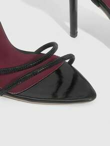 CUCCOO SZL Sandal Wanita Modis Berwarna Putih Transparan PVC Bening dengan Hak Kristal, Sandal Hak Sedang Ujung Persegi untuk Perjalanan, Kencan, Pesta, Liburan, Pernikahan, Prom, dan Sepatu Musim Panas - Hitam 19 - View 3