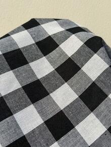 GalTyme 大码休闲格子吊带连衣裙 - 黑與白 - 查看 7