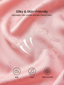 LUVLETTE 新娘奢华粉色缎面和服睡袍 - 优雅系腰睡裙，饰以红色蕾丝细节，新娘休闲服 - 粉色 - 查看 5