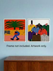 Joivida 1幅INS风格插画墙面艺术壁龛人物画装饰壁画，适用于奶茶店/面包店/甜品店 - 彩色 - 查看 12