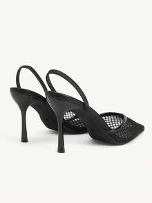 CUCCOO CHICEST Pointed Toe Breathable Mesh Hollow-Out Fashionable Elegant Sexy Stiletto High Heels For Party - Black - View 4