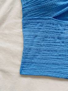 Soleia 女士度假风海星纹理镂空抹胸上衣，修身时尚衬衫，性感百搭，适合派对、约会、下午茶、海滩、夏季穿着 - 寶藍色 - 查看 4