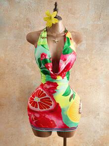 Mistrie 2026年夏季新款性感无袖连衣裙，翻领露肩设计，修身剪裁，适合度假风，年轻时尚，适合海滩度假。 - 彩色 - 查看 5