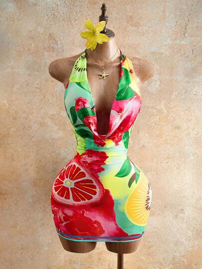 Mistrie 2026 Ms. Summer New Collection Sexy Sleeveless, Collar-Neck Strapless, Swingneck Tight, Collar-Neck Dress, Vacation Look, Young Adult, 2026 Fashion , Clothing, Slim Fit, Suitable For Beach Vacation