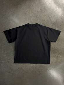 Manfinity ZONE917 Camiseta corta estilo callejero para hombres con estampado de ángel con dinero en gris desgastado - Negro - Ver 5