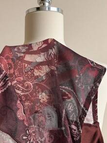 Attitoon Burgundy Summer Paisley Printed Knit Mesh Beaded Spaghetti Strap Camisole Top,Boho Women's Vacation Corset Gothic Top,Festival Chic Daily Wear Tops - Coffee Brown - View 8