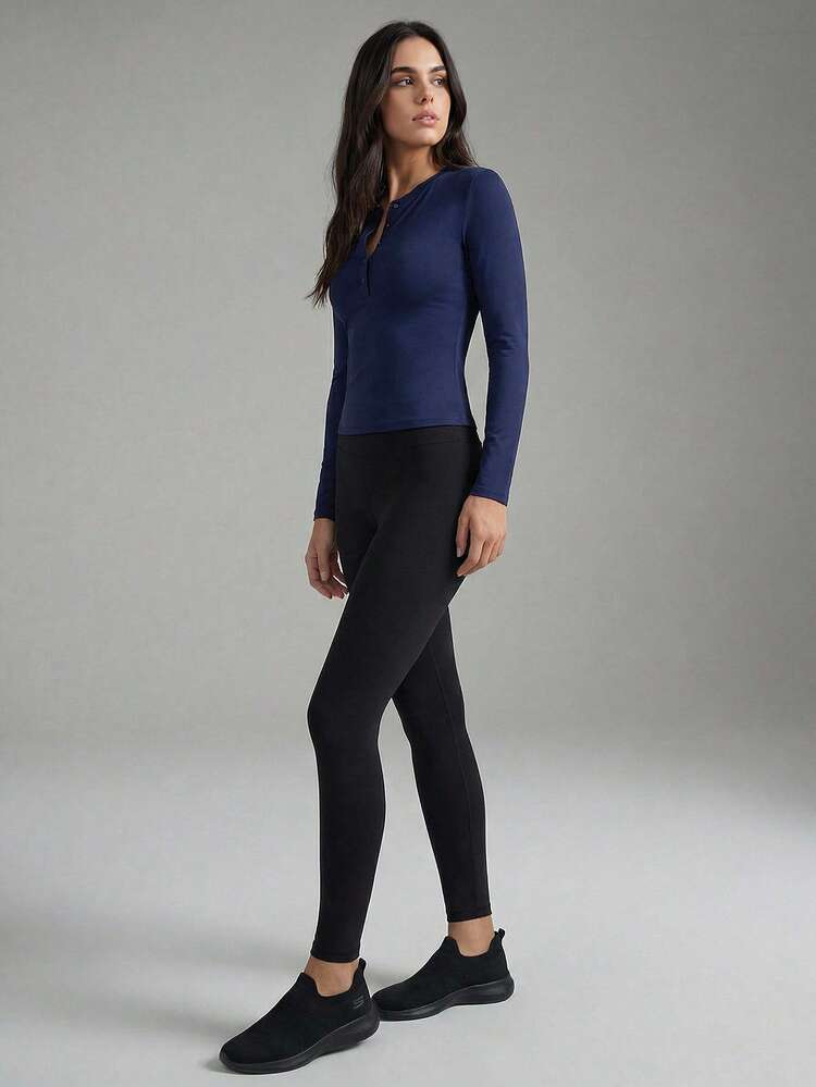 Women's V-Neck Long Sleeve Fitted T-Shirt, Slim Fit Workout Yoga Top For Spring