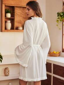 Bohemian Style Fashionable Versatile Loose White Tassel Robe For Women - White - View 2