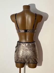 Leopard Print Sexy Lingerie Set For Women, Includes Sexy Bra, Thong, And Mini Skirt - Multicolor - View 7