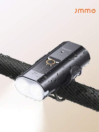 JMMO 自行车前灯，可充电自行车前灯 600 流明，3 种亮度级别，2600mAh 电池和 360 度旋转支架，IP64 防水安全，适用于公路、山地、夜间骑行圣诞礼物，秋冬假期露营必备品，度假配件，露营用品