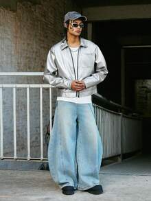 PAVTROS 男士时尚通勤金属夹克 - 灰色 - 查看 4