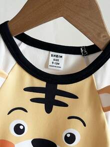 SHEIN Playful Pals 男婴圆领休闲日常居家外出短袖连体衣 - 彩色 - 查看 4